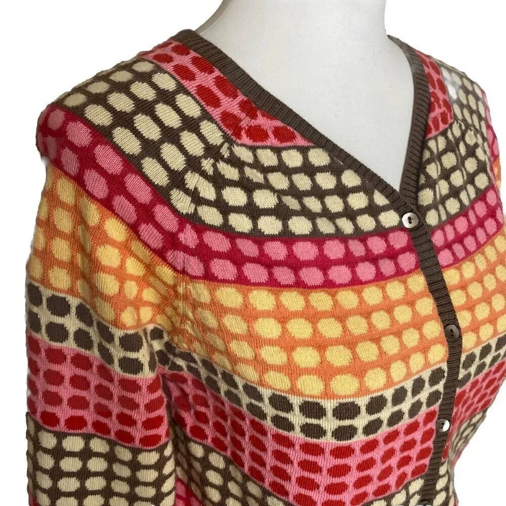 VTG 90s Y2K Talbots Womens S Colorful Polka Dots Cashmere Blend Cardigan Sweater - Picture 3 of 8